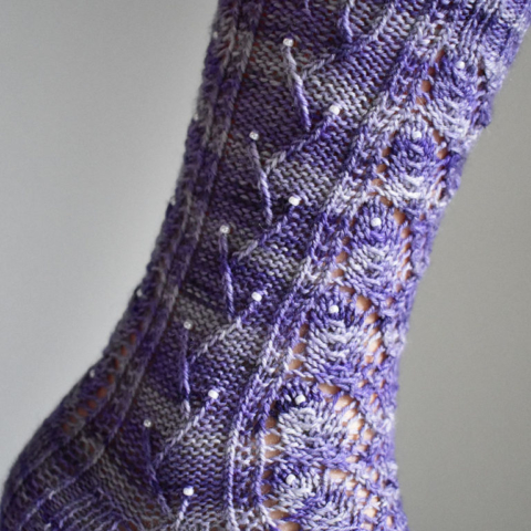 Elvenpath socks by Dots Dabbles with cables and lace