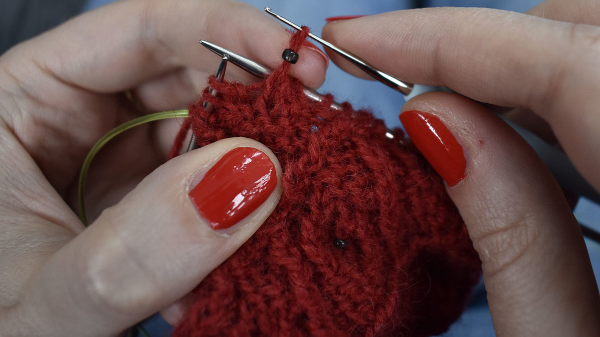 How to add beads to your knitting with a crochet hook